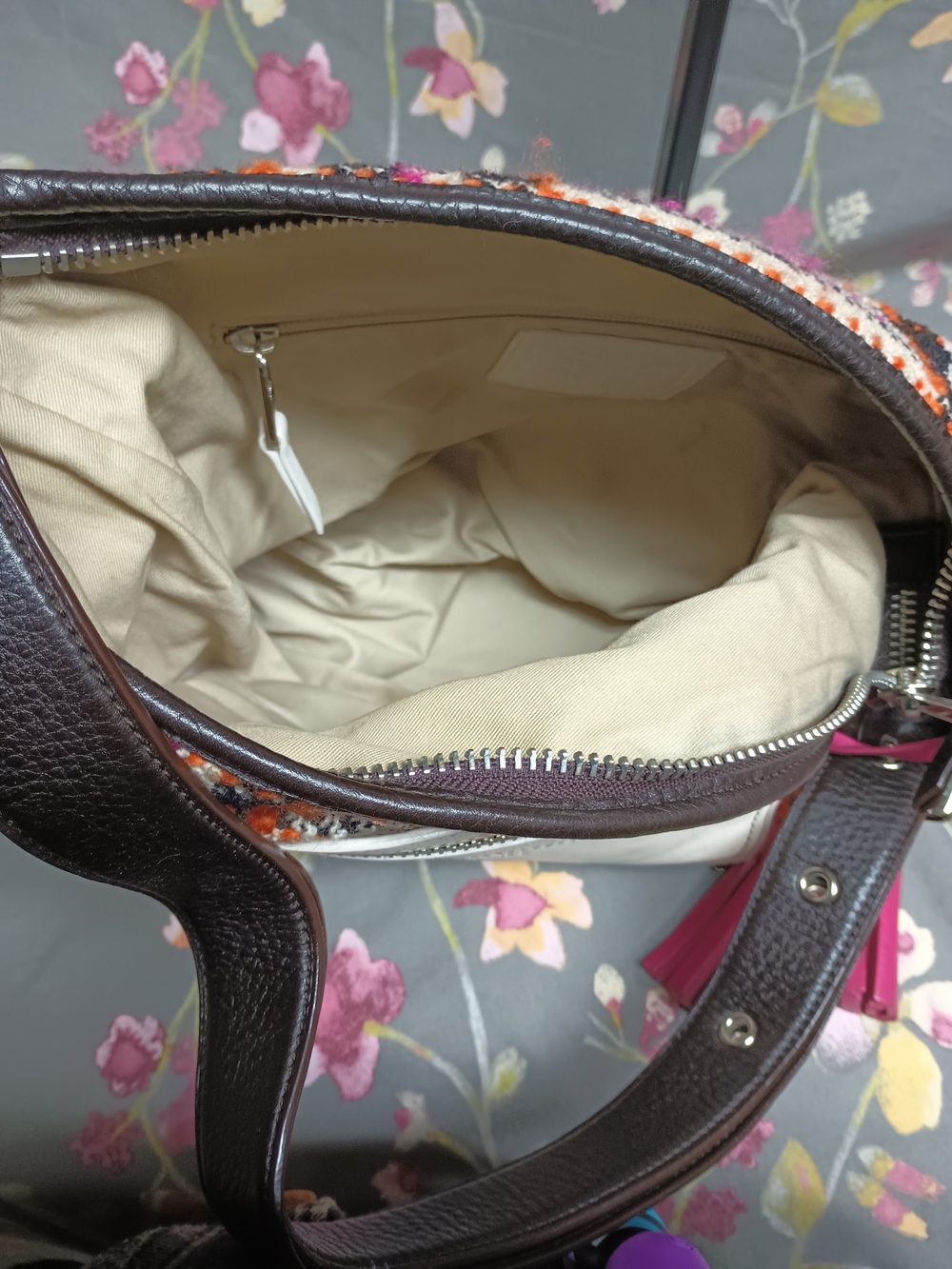 COACH Legacy Duffle Plaid Wool & Leather Hobo Bag 21146 - Picture 9 of 12
